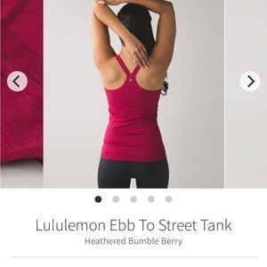Lululemon ebb to street tank top in the color heathered bumble berry